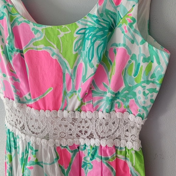 Lilly Pulitzer Floral Print Polished Cotton Shift Dress Size 00 - Picture 5 of 6